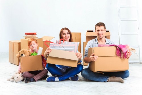 Customer moving storage items safely in a self storage facility