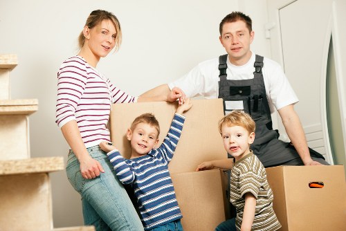 Local office moving service handling equipment in a Haringey workspace