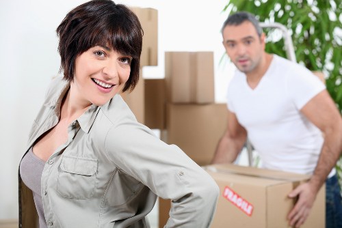 Packed boxes and furniture prepared for removals and storage in Haringey